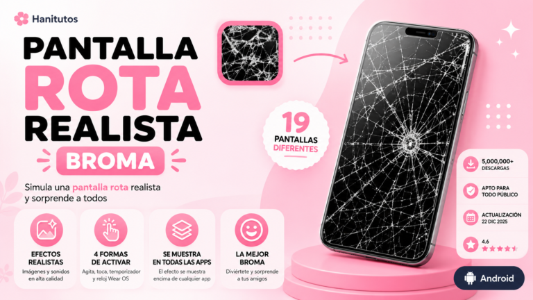 Pantalla rota realista con efecto de vidrio agrietado.