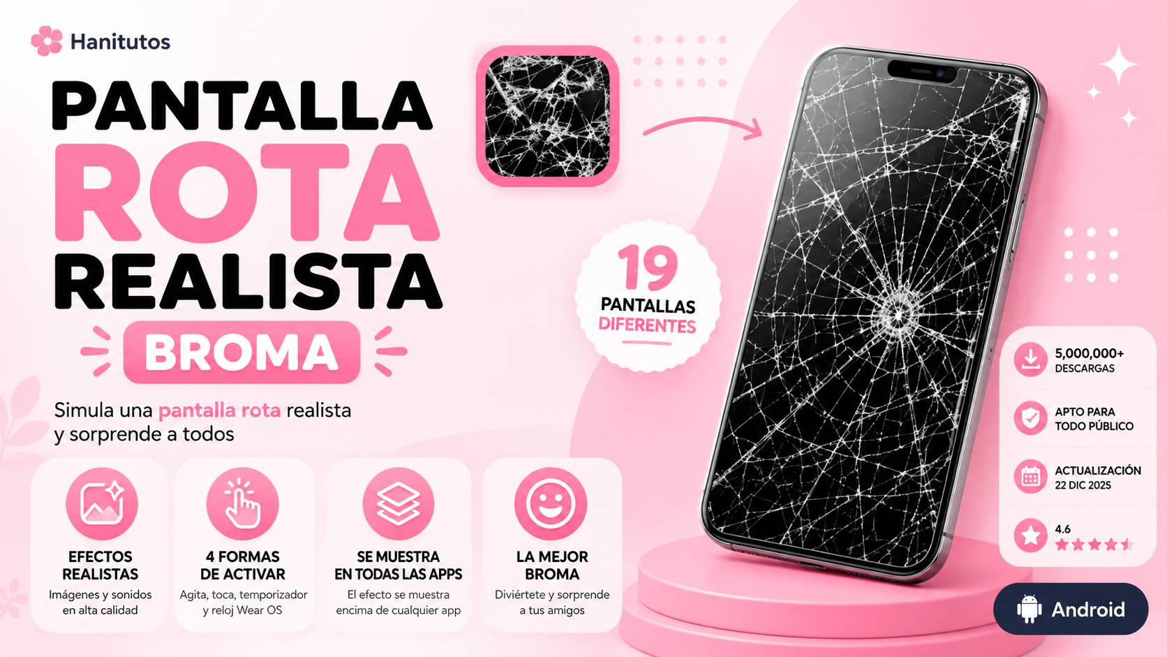 Pantalla rota realista broma